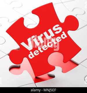Concept de sécurité : Virus détecté sur fond de puzzle Banque D'Images