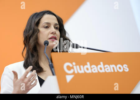 Ines Arrimadas, président du groupe parlementaire du parti politique des citoyens, au cours de la réunion du Comité exécutif national à Madrid, Espagne. En vedette : Ines Arrimadas Où : Madrid, Communauté de Madrid, Espagne Quand : 16 Avr 2018 Crédit : Oscar Gonzalez/WENN.com Banque D'Images