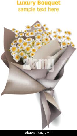 Bouquet de fleurs de camomille vecteur. Arrière-plan de printemps. Illustration 3D réaliste Illustration de Vecteur