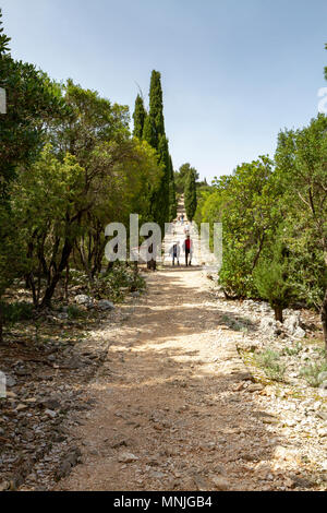 Le chemin du Paradis sur l'île de Lokrum, dans la mer Adriatique au large de Dubrovnik, Croatie. Banque D'Images