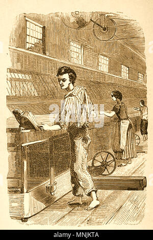 David Livingstone (1813-1873) l'explorateur écossais, et chrétienne congrégationaliste pioneer Medical missionary représenté comme un travailleur d'usine de coton dans ses jeunes jours à Henry Monteith & Co. à Blantyre Works Banque D'Images