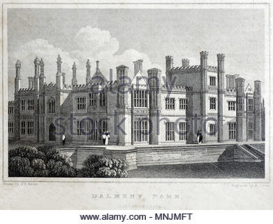 Dalmeny Park, Linlithgowshire, gravure ancienne de 1829 Banque D'Images