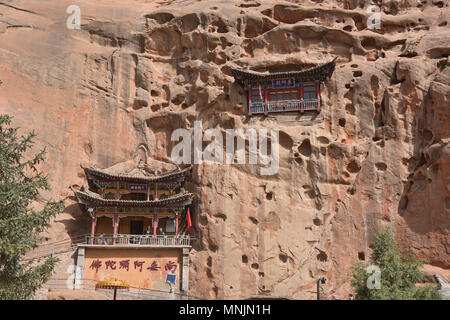 Les mati Si Temples dans les Falaise, Zhangye, Gansu, Chine Banque D'Images