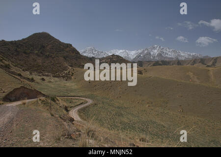 Vue de la montagnes Qilian de la mati Si Temples, Gansu, Chine Banque D'Images