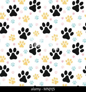 Dog paw print pattern transparente Illustration de Vecteur