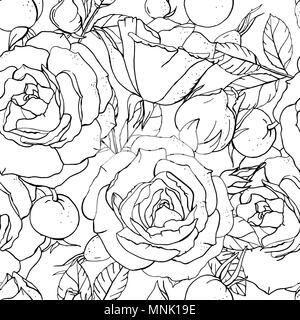 Motif florale avec fleurs rose romantique. Illustration de Vecteur