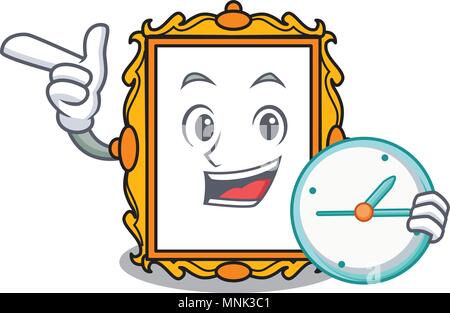 Cadre photo avec horloge personnage cartoon vector illustration Illustration de Vecteur