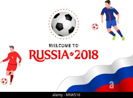 Bienvenue à la Russie en 2018. Modèle de conception pour sports horizontale ba Illustration de Vecteur