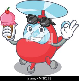 La crème glacée avec caractère hélicoptère cartoon style vector illustration Illustration de Vecteur