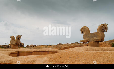 Cheval tête de statues. Persepolis a été la cérémonie de capitale de l'Empire achéménide Banque D'Images