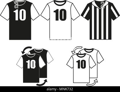 Noir et blanc uniforme soccer t-shirt set. Illustration de Vecteur