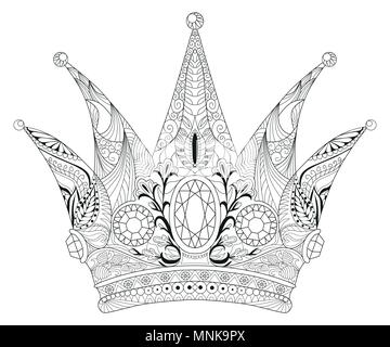 Zentangle couronne stylisée. Illustration vecteur de dentelle à la main Illustration de Vecteur