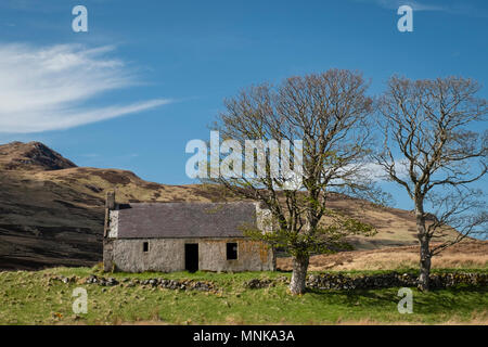 Les ruines de Bothy à Lettermore sur la lande menant vers Ben Loyal, donne également sur le Loch Loyal près de langue, Highland, Scotland, UK Banque D'Images