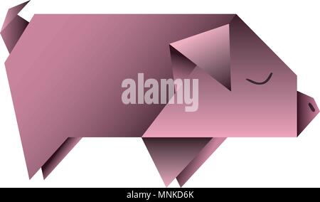Animal cochon origami papier Illustration de Vecteur