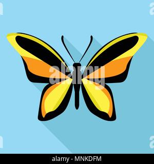 Papillon noir orange, icône de style plat Illustration de Vecteur