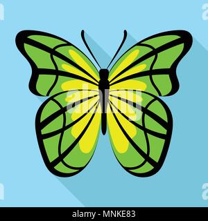 Papillon vert jaune, l'icône de style plat Illustration de Vecteur