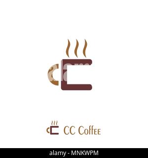 Tasse à café design, logo cc lettre logo. Illustration de Vecteur