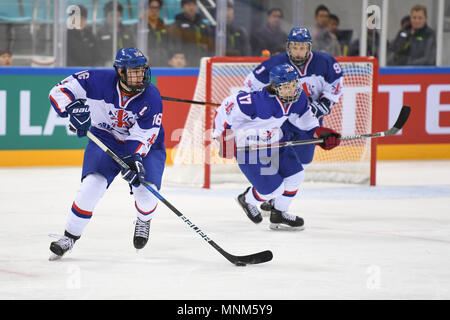 Projet de la LNH Kirk de la perspective Liam EIHL Sheffield Steelers fait partie de l'équipe Grande-bretagne au cours de championnats du monde jeunesse de l'IIHF Banque D'Images