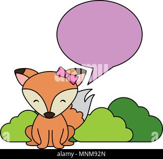 Mignon femelle fox avec caractère bulle Illustration de Vecteur