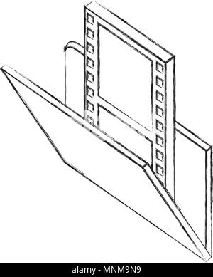 Dossier médias sociaux isométrique movie film Illustration de Vecteur