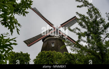 17 mai 2018, l'Allemagne, Hambourg : Moulin 'Johanna' dans le quartier de Hambourg Wilhelmsburg. Le Lundi de Pentecôte, de nombreux moulins d'attirer des visiteurs et des passionnés depuis 1993. Photo : Axel Heimken/dpa Banque D'Images