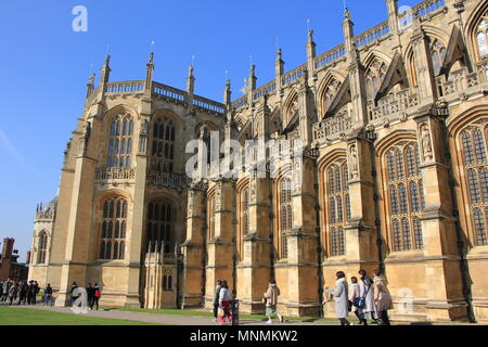 24 février 2018, UK, Windsor : la Chapelle St George, où le prince Harry et Meghan Markle sont mis à se marier le 19 mai 2018. La chapelle est de style gothique tardif situé dans le parc du château de Windsor. Photo : afp/Kusidlo Silvia Banque D'Images