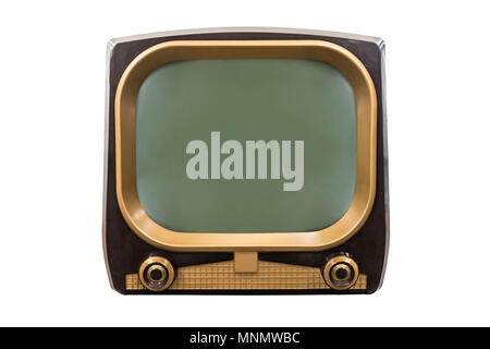 Retro 1950 television isolated on white with clipping path. Banque D'Images