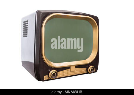 Retro 1950 television isolated on white with clipping path. Banque D'Images