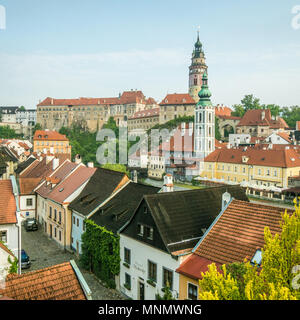 Avec son château de Cesky Krumlov, République tchèque Republc Banque D'Images