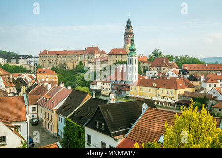 Avec son château de Cesky Krumlov, République tchèque Republc Banque D'Images