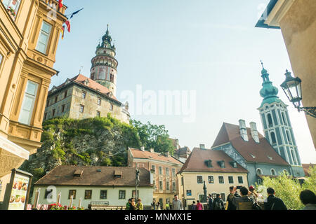 Avec son château de Cesky Krumlov, République tchèque Republc Banque D'Images