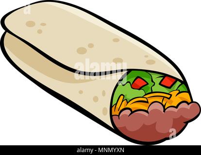 Cartoon Illustration de Burrito mexicain Objet alimentaire Illustration de Vecteur