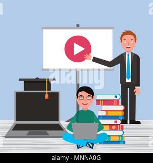 Les personnes qui apprennent l'éducation liée Illustration de Vecteur