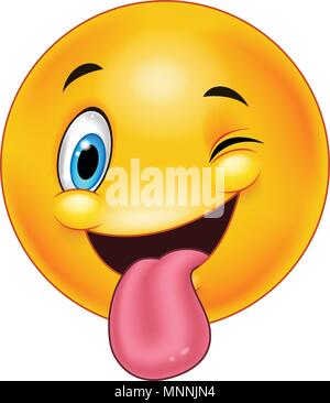 Avec emoticon Smiley tirant la langue et avec un clin d'oeil Illustration de Vecteur