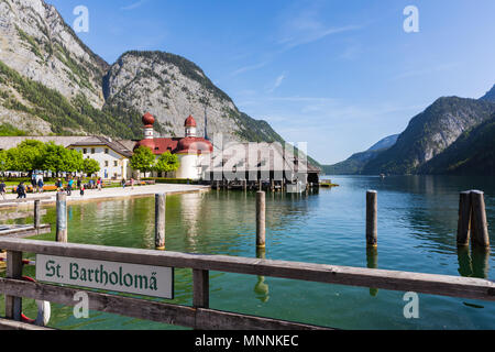 Église de Saint-Barthélemy à l'Konigssee, Berchtesgaden, Bavière, Allemagne Banque D'Images