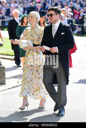 Marcus Mumford et Carey Mulligan arrivent à la Chapelle St George du château de Windsor pour le mariage de Meghan Markle et le prince Harry. Banque D'Images