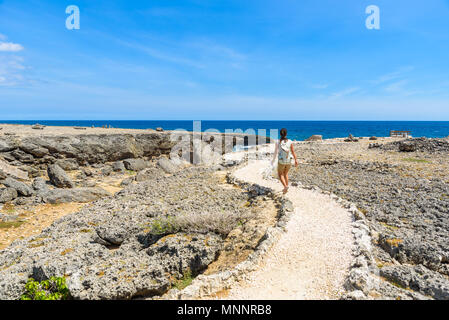 Shete Boka National park - un paysage extraordinaire paysage autour de la petite île antillaise de Curaçao dans les îles ABC - le fracas des vagues sur la plage et Banque D'Images