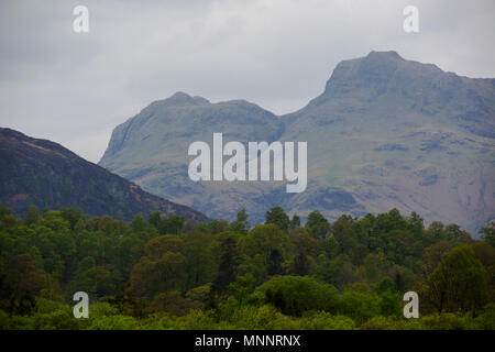 Le Langdale Pikes prises à partir de la Lake Road dans le Lake District Cumbria Banque D'Images