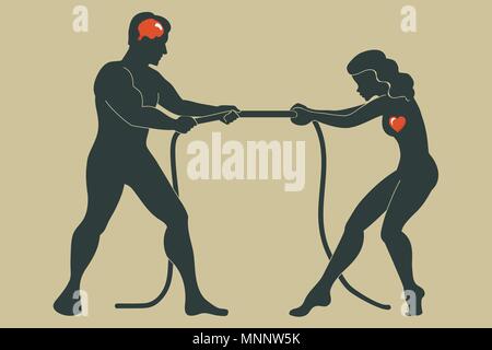 L'homme et la femme concept. L'affrontement entre les sexes Illustration de Vecteur