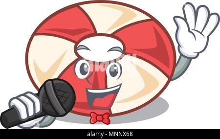 En chantant le tube de natation mascot cartoon Illustration de Vecteur