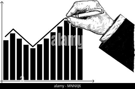 Caricature de Dessin à la main financière Histogramme graphique ou diagramme Illustration de Vecteur