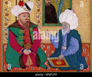 . Anglais : Sultan Orhan Gazi de l'Empire Ottoman rencontre avec Al-Esved Alaiddin, un érudit musulman bien connu à son époque . 16e siècle. 946 Inconnu Orhan Gazi--ve-esved alaiddin- Banque D'Images