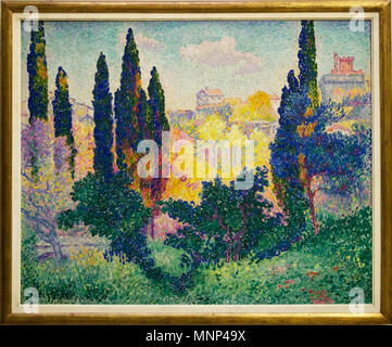 . Anglais : Henri-Edmond Cross, 1908, Les cyprès à Cagnes, huile sur toile, 81 x 100 cm, Musée d'Orsay, Paris Magyar : Henri-Edmond Cros, un festménye párizsi Múzeumban Orsay . 1908. Henri-Edmond Cross (1856-1910) Noms alternatifs Henri Edmond Delacroix Description peintre français Date de naissance/décès 20 MAI 1856 16 mai 1910 Lieu de naissance/décès Douai Saint-Clair (Var) lieu de travail Paris, Haarlem (1886), Saint-Clair (Var) le contrôle d'autorité : Q555224 : VIAF 41997059 ISNI : 0000 0000 8120 8866 ULAN : 500014010 RCAC : c93001311, Henri-Edmond Cross : WGA WorldCat 806 Les cypres a Cagnes Banque D'Images