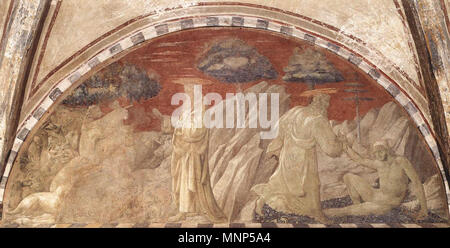 Anglais : Création des animaux et la création d'Adam entre 1432 et 1436. 957 Paolo Uccello, creazione animali e Adamo Banque D'Images