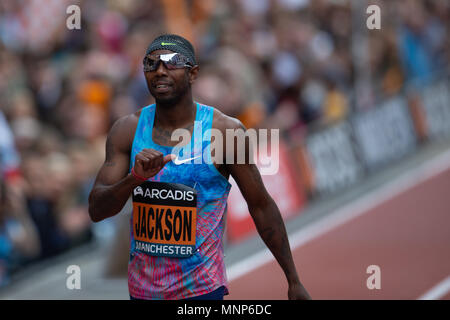 Deansgate, Manchester, Royaume-Uni. 18 mai, 2018. L'Arcadis Grand CityGames, Manchester ; Bershawn Jackson remporte la mens 200m haies : Action Crédit Plus Sport/Alamy Live News Banque D'Images