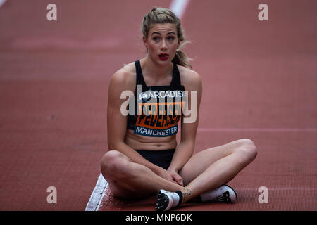 Deansgate, Manchester, Royaume-Uni. 18 mai, 2018. L'Arcadis Grand CityGames, Manchester ; Isabelle Pedersen tire un visage plus Sport Action Crédit :/Alamy Live News Banque D'Images