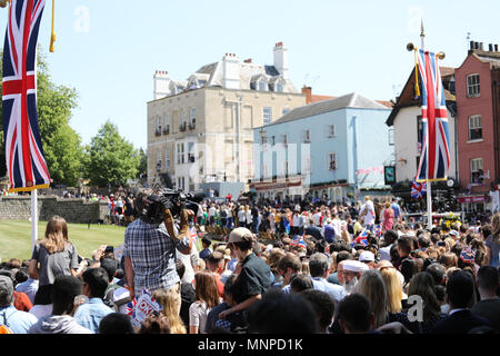 Windsor, Royaume-Uni, 19 mai 2018.Mariage Royal 19 mai 2018 Le prince Harry et Meghan Markle de quitter le château de Windsor après la cérémonie Banque D'Images