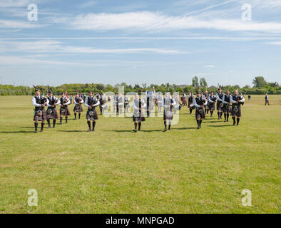 Paisley, Scotland, UK. 19 mai, 2018. Plus de 150 groupes du monde entier se sont rendus à St James' Terrains de jeu en Paisley et la concurrence dans le championnat britannique Pipe Band. Sur la photo de l'avant pied pipe band. Credit : Skully/Alamy Live News Banque D'Images