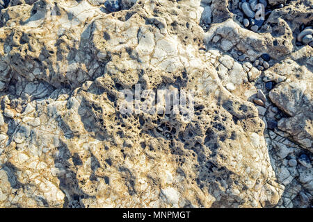 Surface de heavilly falaise maritime érodés dans rock couleurs brun-gris Banque D'Images