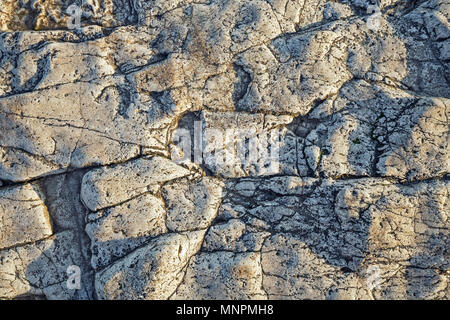 Surface de heavilly falaise maritime érodés dans rock couleurs brun-gris Banque D'Images